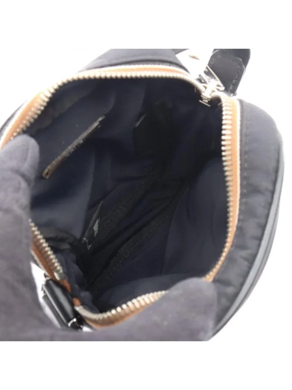 Fendi Shoulder Bag Pecan Black Nylon Leather